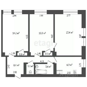 Продается 3-комн. квартира, 62,5 м²