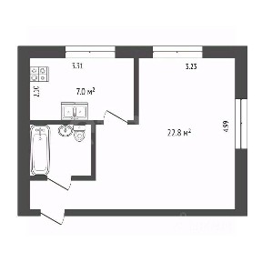 Продается студия, 32,5 м²
