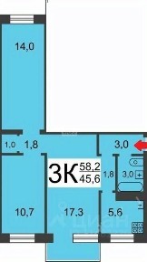 Продается 3-комн. квартира, 60 м²