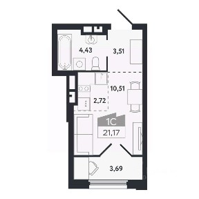 Продается студия, 21,17 м²