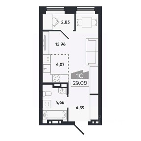 Продается студия, 29,08 м²