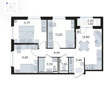 Продается 3-комн. квартира, 61,53 м²