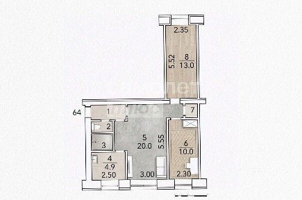Продается 3-комн. квартира, 55,5 м²