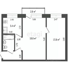 Продается 2-комн. квартира, 43,7 м²