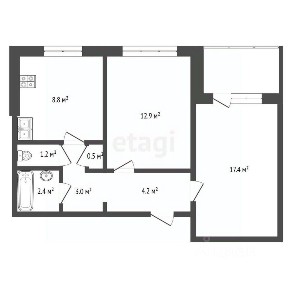 Продается 2-комн. квартира, 50,4 м²