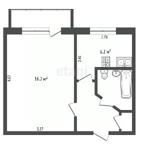 Продается 1-комн. квартира, 29,1 м²