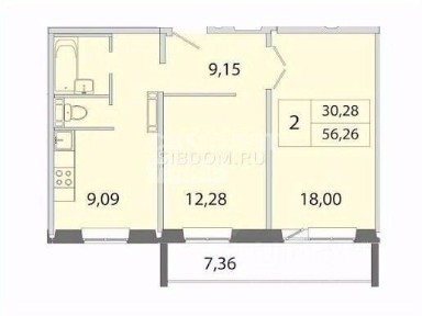 Продается 2-комн. квартира, 52,6 м²