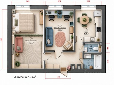 Продается 2-комн. квартира, 57,4 м²