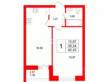 Сдается 1-комн. квартира, 39,2 м²
