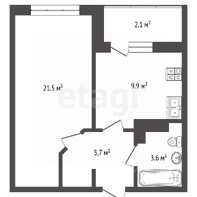 Продается 1-комн. квартира, 42,8 м²