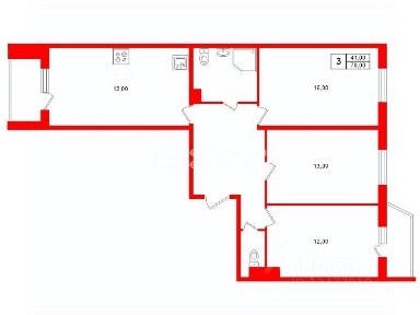 Сдается 3-комн. квартира, 70 м²