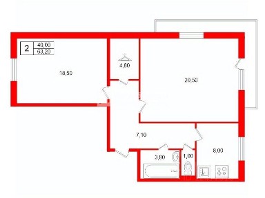 Сдается 2-комн. квартира, 63,2 м²