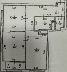 Продается 2-комн. квартира, 58,6 м²