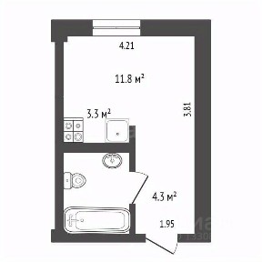 Продается апартаменты-студия, 24,8 м²