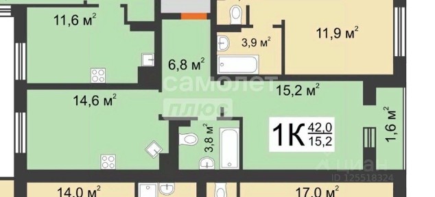 Продается 1-комн. квартира, 40,9 м²