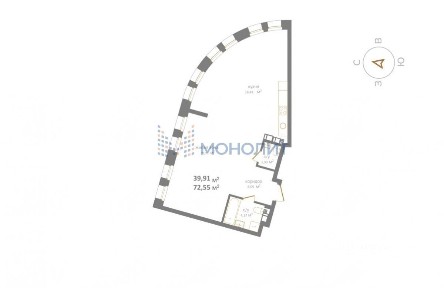 Продается 2-комн. квартира, 72,1 м²