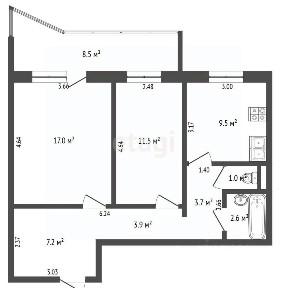 Продается 2-комн. квартира, 56,4 м²