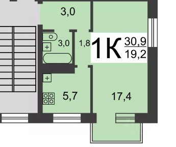 Продается 1-комн. квартира, 30,4 м²