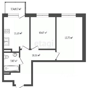 Продается 2-комн. квартира, 52,57 м²