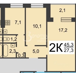 Продается 2-комн. квартира, 43,1 м²