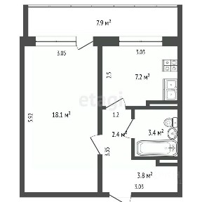 Продается 1-комн. квартира, 34,9 м²