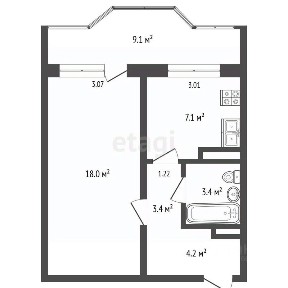 Продается 1-комн. квартира, 35,1 м²