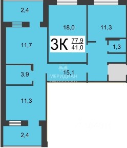 Продается 3-комн. квартира, 77,9 м²