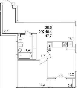Продается 2-комн. квартира, 47,7 м²