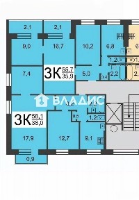 Продается 3-комн. квартира, 55,7 м²