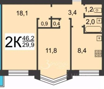 Продается 2-комн. квартира, 46,6 м²