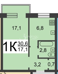 Продается 1-комн. квартира, 30,1 м²