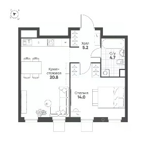Продается 1-комн. квартира, 37,9 м²