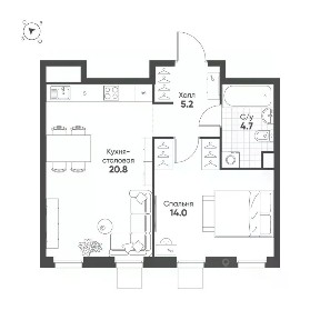 Продается 1-комн. квартира, 37,9 м²