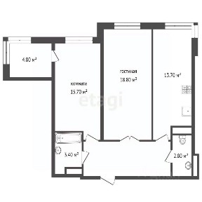 Продается 2-комн. квартира, 66,8 м²