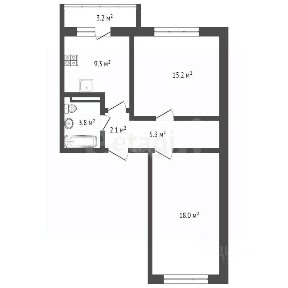 Продается 2-комн. квартира, 53,8 м²