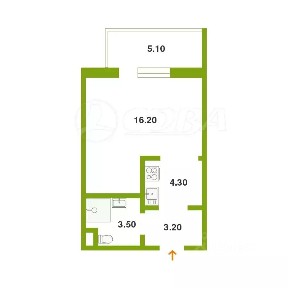 Продается студия, 29 м²