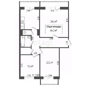 Продается 3-комн. квартира, 65,1 м²