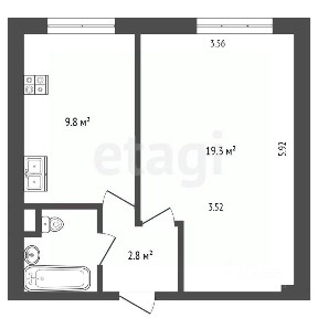 Продается 1-комн. квартира, 34,6 м²