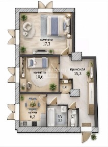 Продается 2-комн. квартира, 53,2 м²