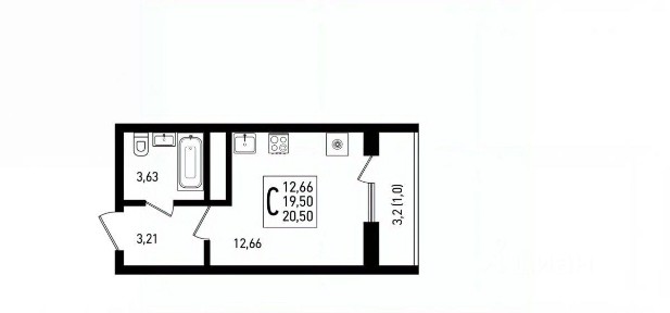 Продается студия, 22,7 м²
