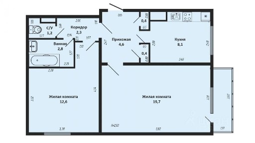 Продается 2-комн. квартира, 52 м²