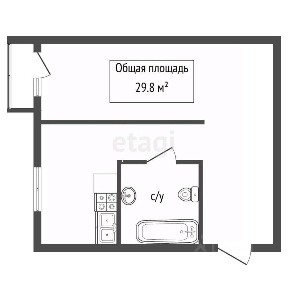 Продается 1-комн. квартира, 29,8 м²
