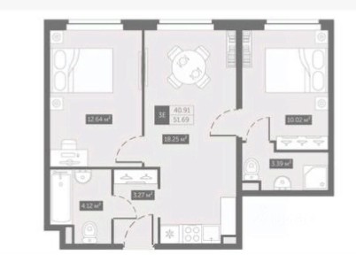 Продаются 2-комн. апартаменты, 50,8 м²