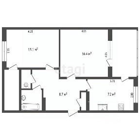 Продается 2-комн. квартира, 49,5 м²