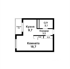 Продается 1-комн. квартира, 34,1 м²