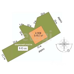 Продается 1-этажный дом, 91,3 м²