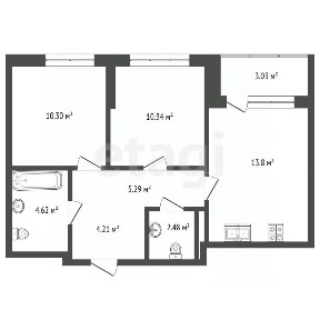Продается 2-комн. квартира, 50,5 м²