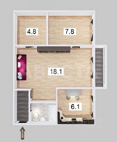 Продается 2-комн. квартира, 42,7 м²