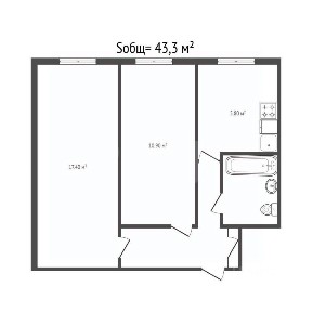 Продается 2-комн. квартира, 43,3 м²