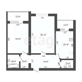 Продается 2-комн. квартира, 66,1 м²